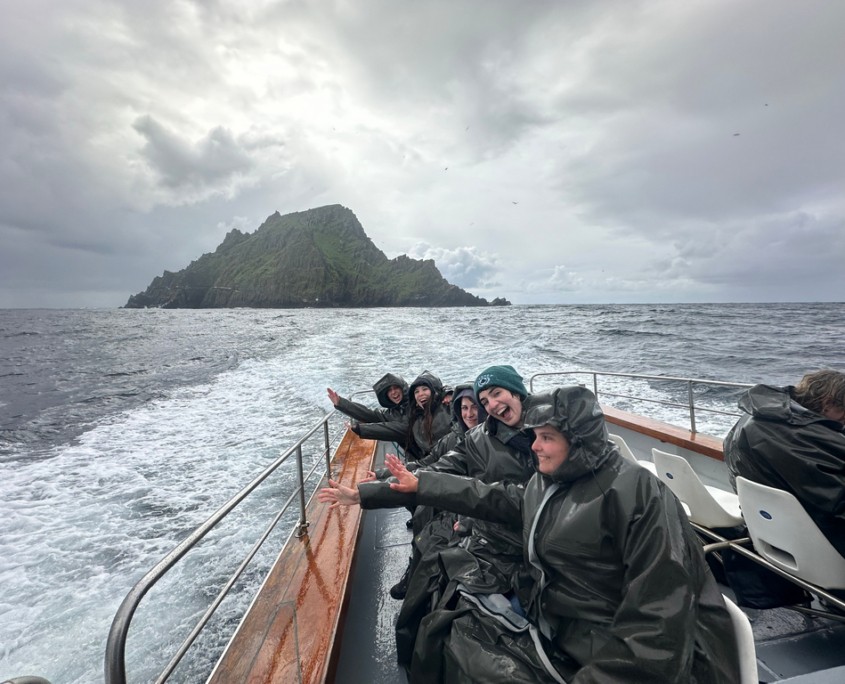 happy visitors to skellig michael