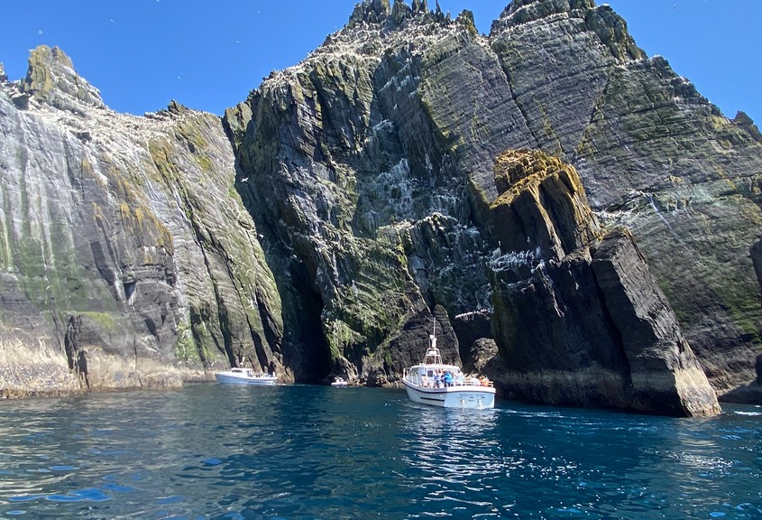 tour boats getting really close to little skellig