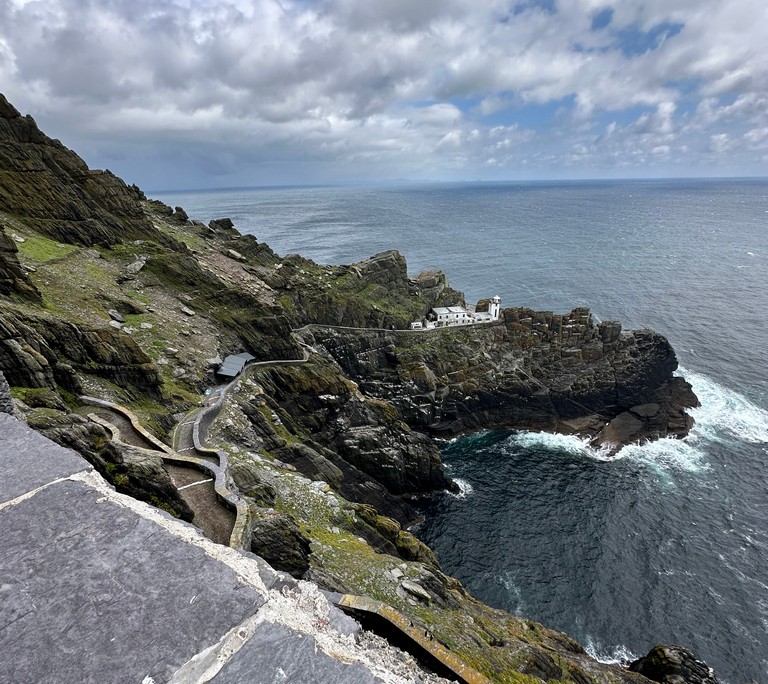 looking down on skellig michael lighthouse